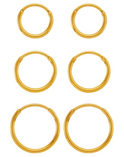 Multi-Pack Goldtone Titanium Graduated Size Hoop Earrings - 3 Pair