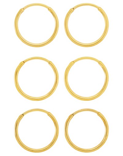 Multi-Pack Goldtone Hoop Earrings - 3 Pair