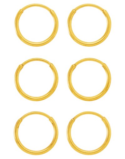 Multi-Pack Goldtone Titanium Hoop Earrings - 3 Pair