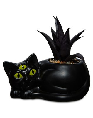 "3 Eyed Black Cat Planter"