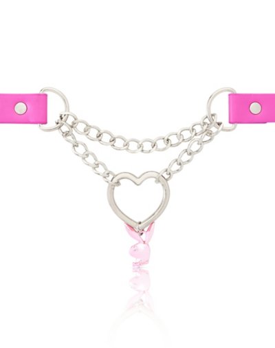 Silver and Pink Playboy Bunny Choker Necklace