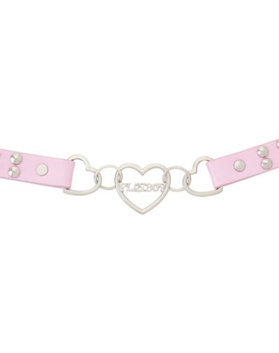 Pink and Silver Playboy Heart Choker Necklace