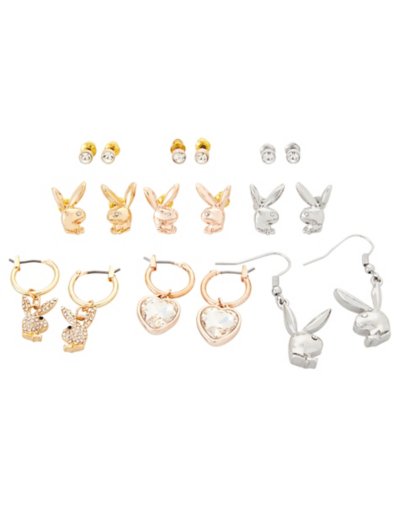 Multi-Pack Playboy Bunny Stud and Dangle Earrings 9 Pack - Playboy