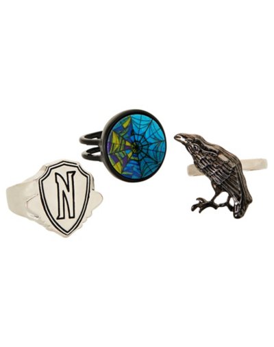 Multi-Pack Nevermore Academy Rings 3 Pack - Wednesday