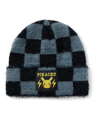 Pikachu Fuzzy Checkered Beanie Hat - Pok?mon