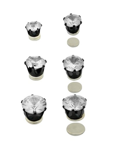 Multi-Pack CZ Magnetic Stud Earrings 3 Pack - 6mm-10mm