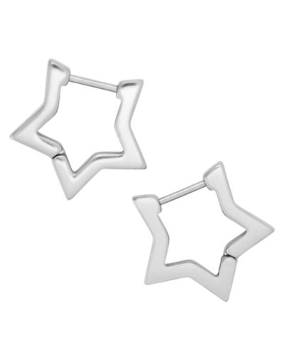 Silvertone Star Huggie Earrings