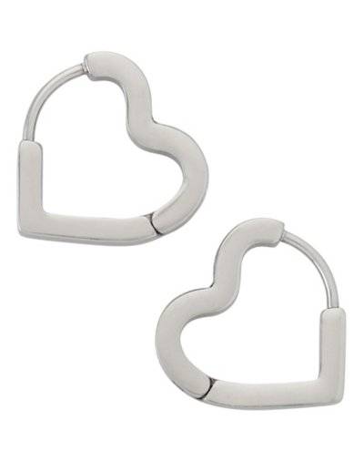 Silvertone CZ Heart Huggie Earrings