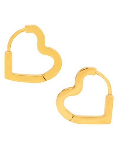 CZ Goldtone Huggie Heart Earrings