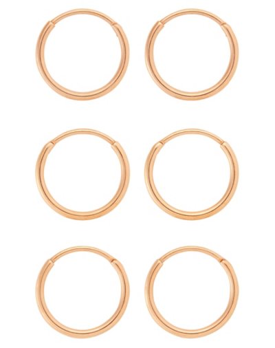 Multi-Pack Rose Goldtone Titanium Hoop Earrings - 3 Pair