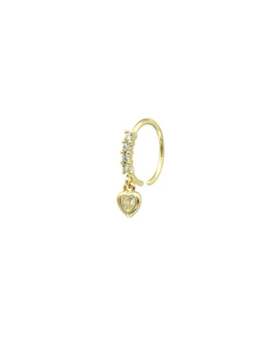 Gold CZ Heart Dangle Ring - 20 Gauge