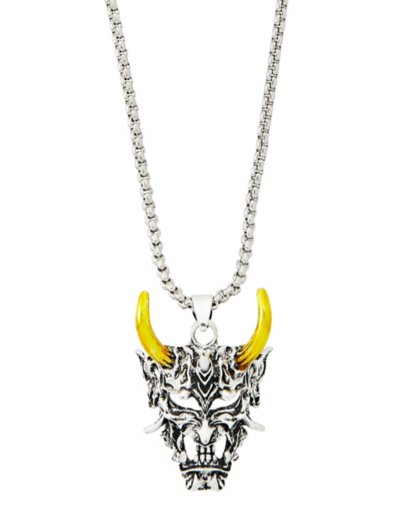 Kabuki Oni Mask Pendant Necklace