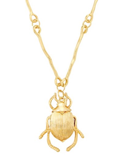 Goldtone Beetle Pendant Necklace