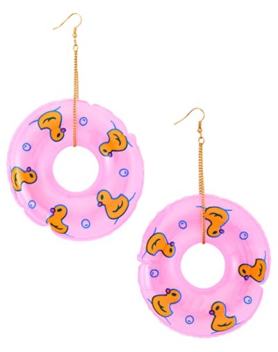 Duck Doughnut Pool Float Dangle Earrings