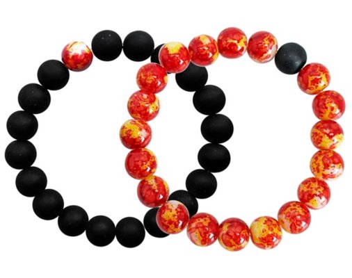 "Red and Black Long Distance Beaded Bracelets - 2 Pack"