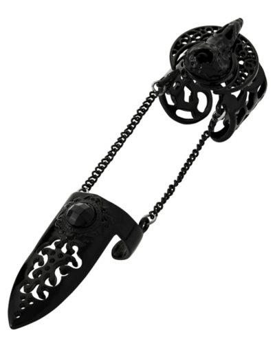 Raven Skull Chain Filagree Finger Armor