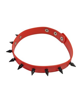 "Red and Black Silicone Spiked Choker Necklace"