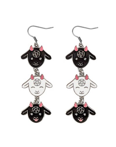 Demon Goats Drop Dangle Earrings - 18 Gauge