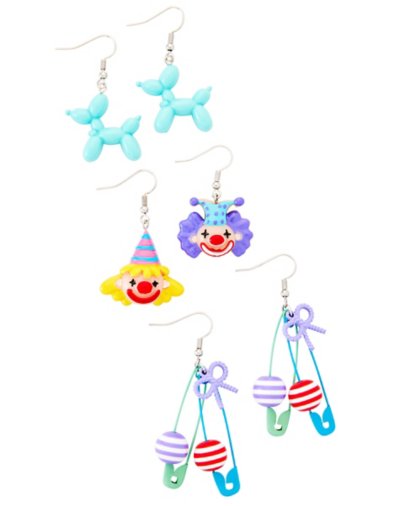 Multi-Pack Clown Balloon Animal Earrings - 3 Pack