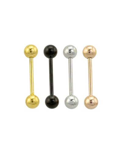 "Multi-Pack Goldtone Black Silvertone Rose Goldtone Barbells 4 Pack - 1"