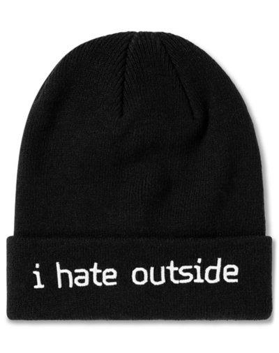 I Hate Outside Cuff Beanie Hat