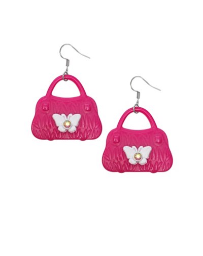 Pink Doll Purse Dangle Earrings