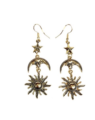 Gold Celestial Dangle Earrings