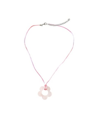 Rose Quartz Flower Pendant Cord Necklace