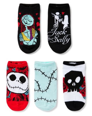 "Multi-Pack Jack and Sally No Show Socks 5 Pack - The Nightmare Before"