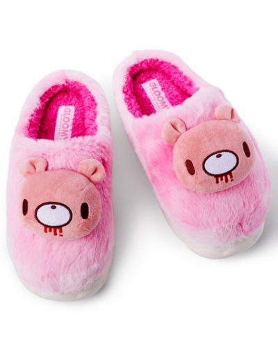 "Pink Gloomy Bear Puff Slippers"