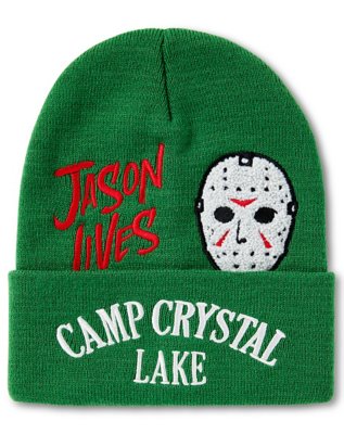 "Jason Voorhees Mask Camp Crystal Lake Cuff Beanie Hat - Friday the 13t"