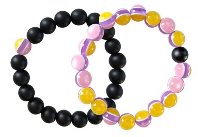 Multicolor Pink and Black Beaded Long Distance Bracelets