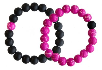 Pink and Black Beaded Long Distance Bracelets