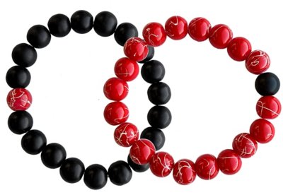 Red and Black Beaded Long Distance Bracelets