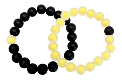 Yellow and Black Long Distance Beaded Bracelets - 2 Pack