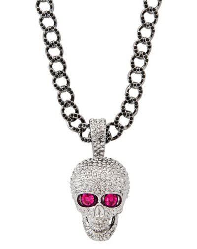 CZ Pave Skull Chain Necklace