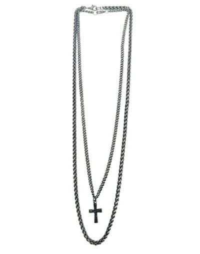 Burned Silver Cross Chain Necklaces