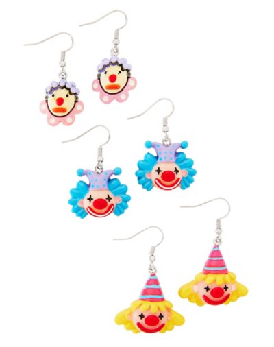 Multi-Pack Clown Face Earrings - 3 Pair