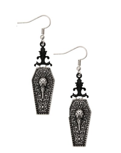 Skull Coffin Dangle Earrings