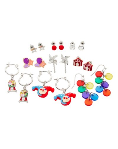 Multi-Pack Circus Clown Earrings - 9 Pack