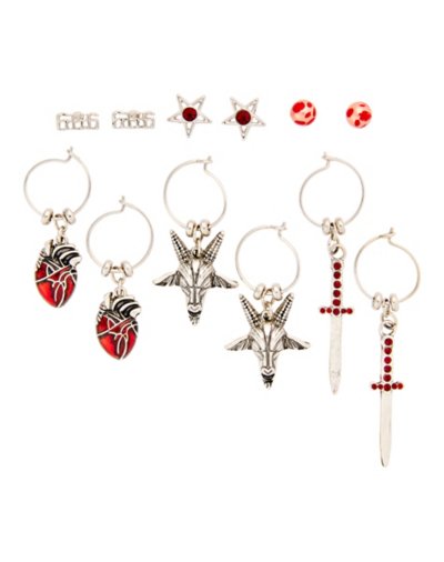 Multi-Pack CZ Baphomet Dangle Earrings - 6 Pack