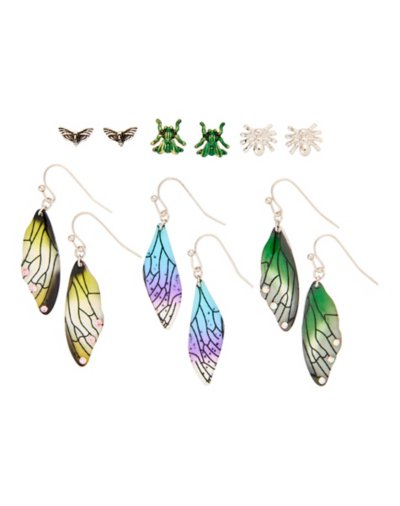 Multi-Pack Moth Bug Wing Earrings - 6 Pair