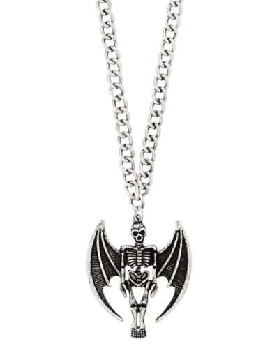 Skeleton Bat Wing Pendant Necklace