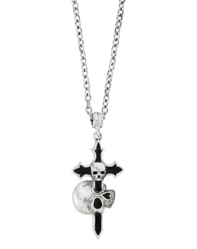 Dual Skull Cross Pendant Necklace