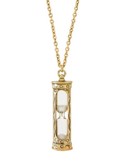 Goldtone Sand Clock Pendant Necklace