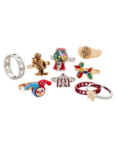 Multi-Pack Clown Themed Rings - 9 Pack