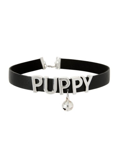 Puppy and Bell Choker Necklace