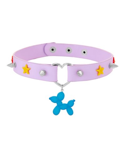 Balloon Dog Charm Star Choker Necklace