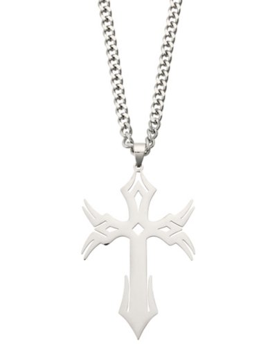 Silverplated Large Cross Pendant Necklace