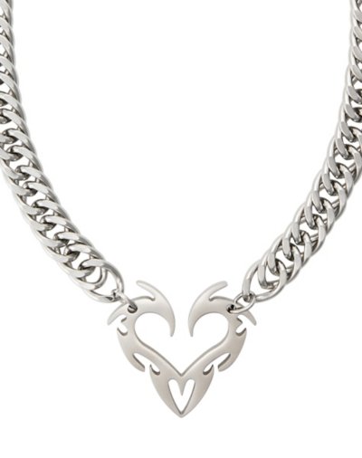 Silverplated Heart Chain Necklace